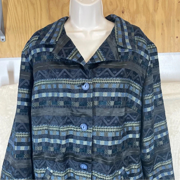 Sag Harbor women’s tapestry lightweight jacket 16w blue button up - Picture 3 of 8
